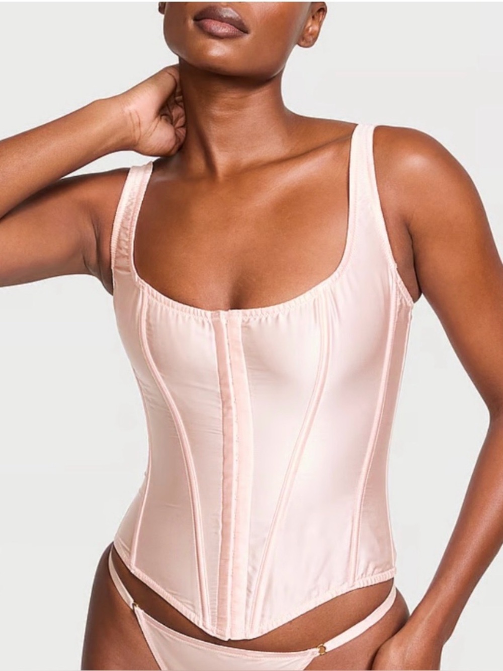 Victoria’s Secret silk Scoop Neck Corset Top in Blush
